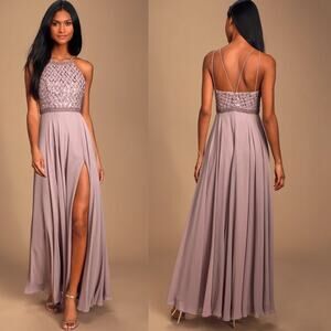 NWT Lulus Forever in Love Dusty Purple Sequin Sleeveless Maxi Dress Size 6